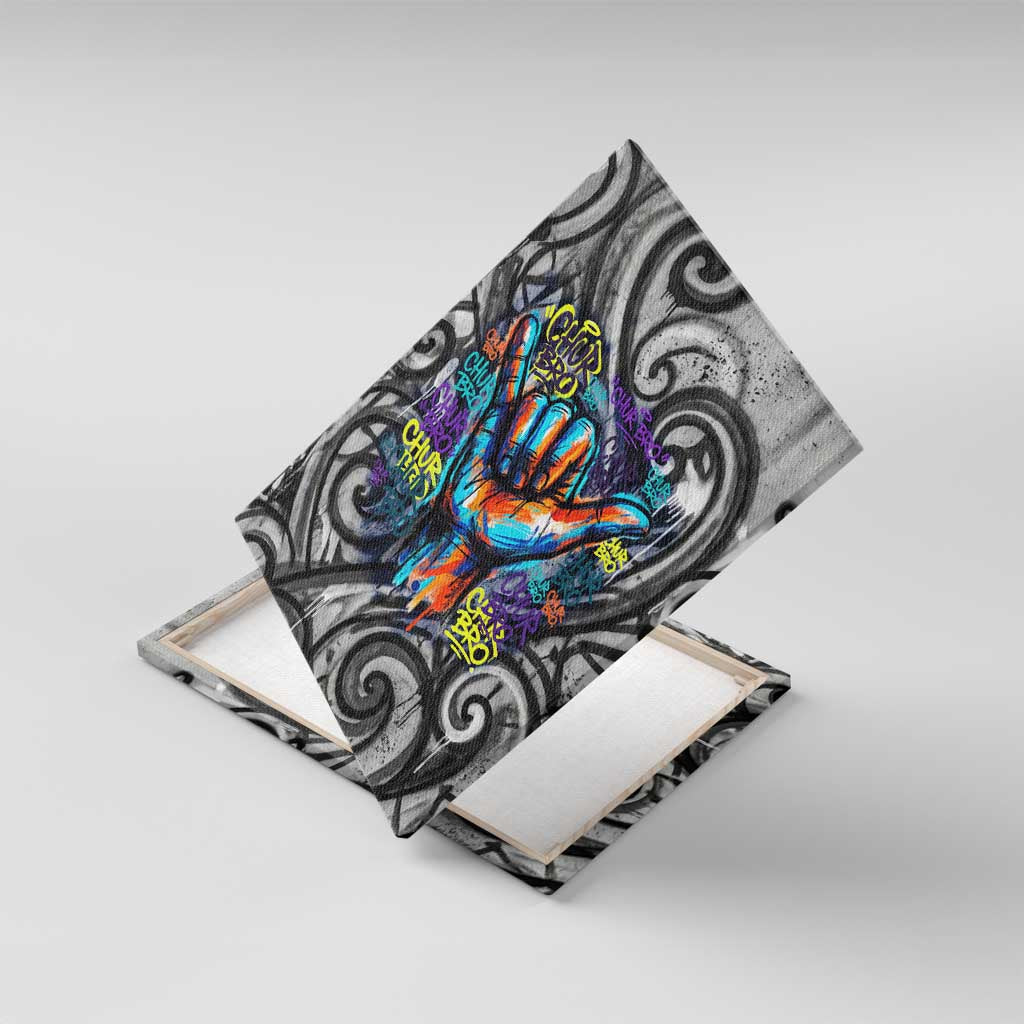 Chur Bro Shaka Sign Canvas Wall Art New Zealand Koru Colorful Graffiti Splash TS04 With Frame Multicolor - Polynesian Pride