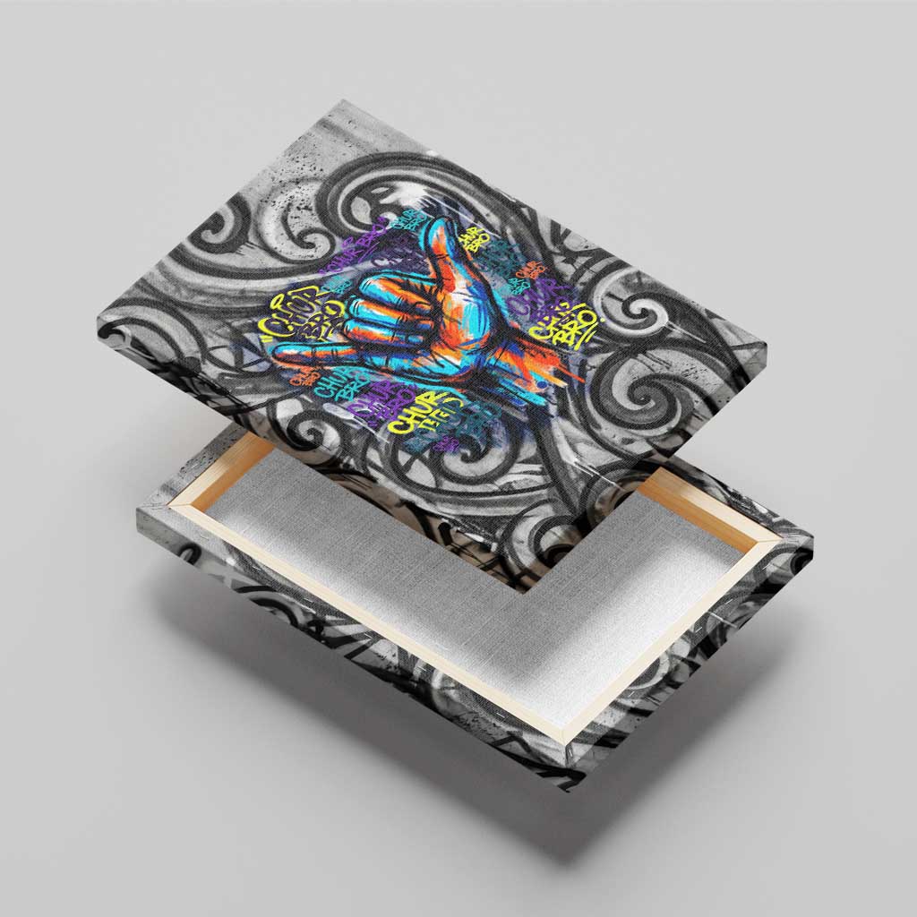 Chur Bro Shaka Sign Canvas Wall Art New Zealand Koru Colorful Graffiti Splash TS04 - Polynesian Pride