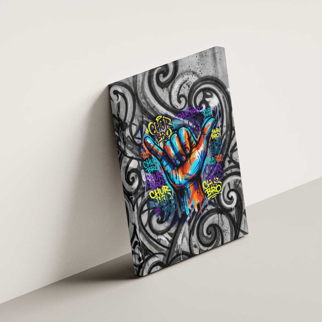 Chur Bro Shaka Sign Canvas Wall Art New Zealand Koru Colorful Graffiti Splash TS04 - Polynesian Pride