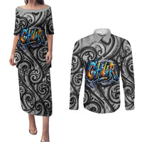 Chur Bro Shaka Sign Couples Matching Puletasi and Long Sleeve Button Shirt New Zealand Koru Colorful Graffiti Splash TS04 Multicolor - Polynesian Pride