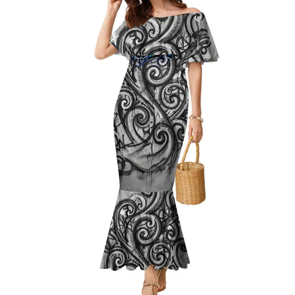 Chur Bro Shaka Sign Family Matching Mermaid Dress and Hawaiian Shirt New Zealand Koru Colorful Graffiti Splash TS04 Mom's Dress Multicolor - Polynesian Pride