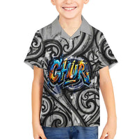 Chur Bro Shaka Sign Family Matching Mermaid Dress and Hawaiian Shirt New Zealand Koru Colorful Graffiti Splash TS04 Son's Shirt Multicolor - Polynesian Pride