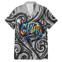 Chur Bro Shaka Sign Family Matching Off Shoulder Short Dress and Hawaiian Shirt New Zealand Koru Colorful Graffiti Splash TS04 Dad's Shirt - Short Sleeve Multicolor - Polynesian Pride