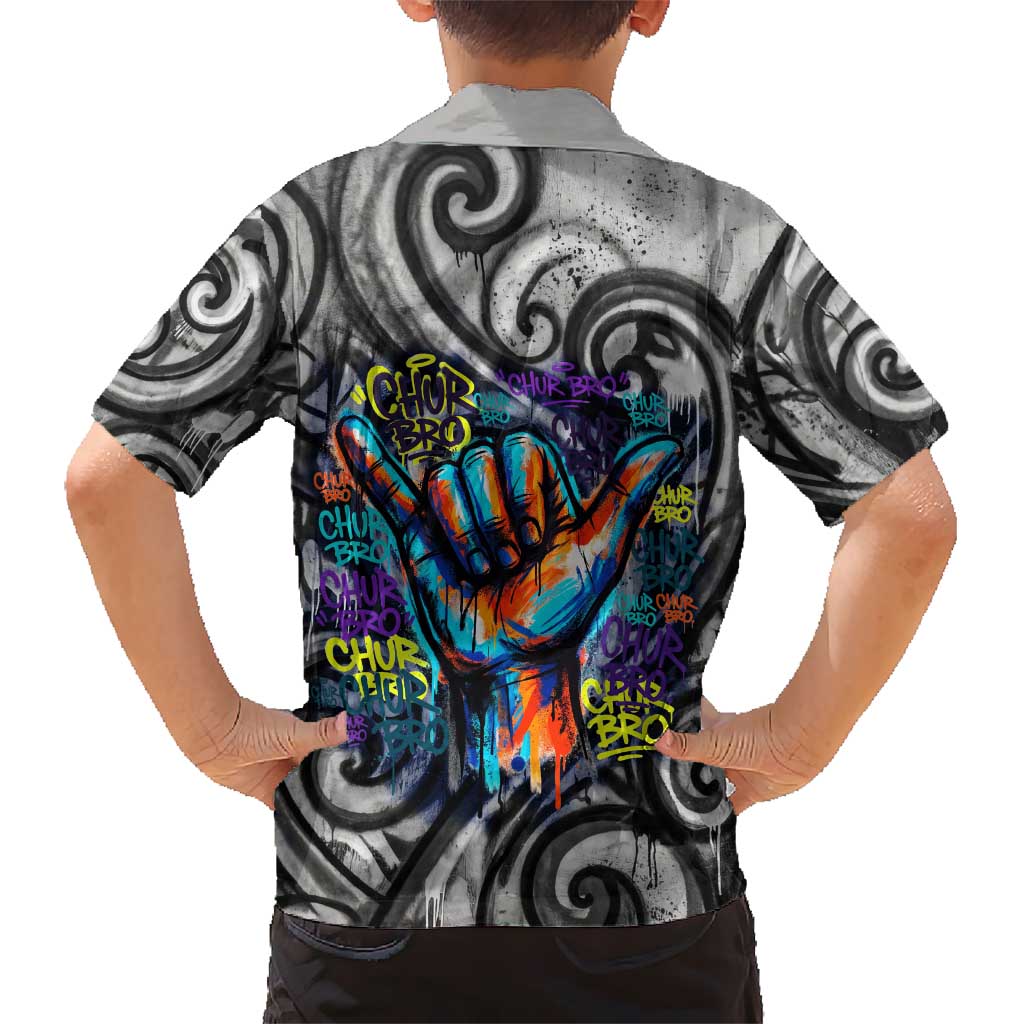 Chur Bro Shaka Sign Family Matching Puletasi and Hawaiian Shirt New Zealand Koru Colorful Graffiti Splash TS04 - Polynesian Pride