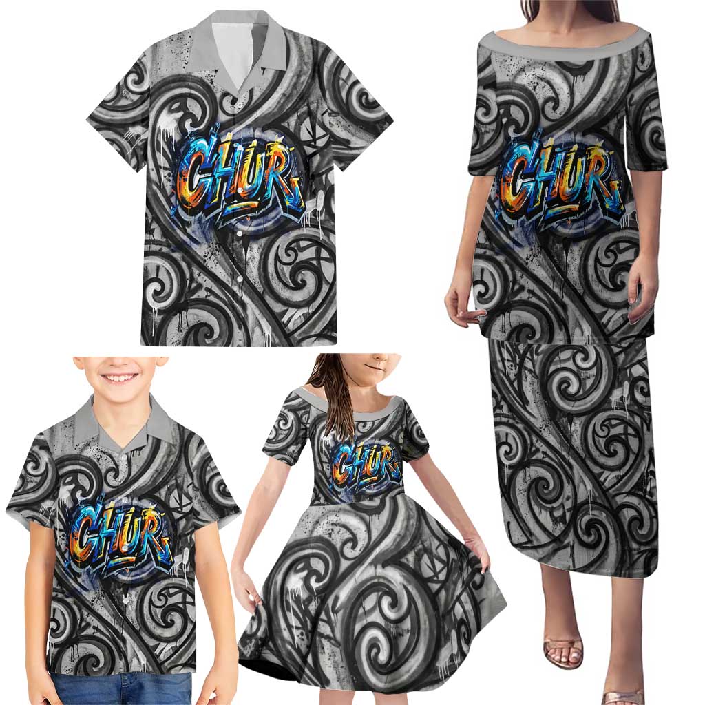 Chur Bro Shaka Sign Family Matching Puletasi and Hawaiian Shirt New Zealand Koru Colorful Graffiti Splash TS04 - Polynesian Pride