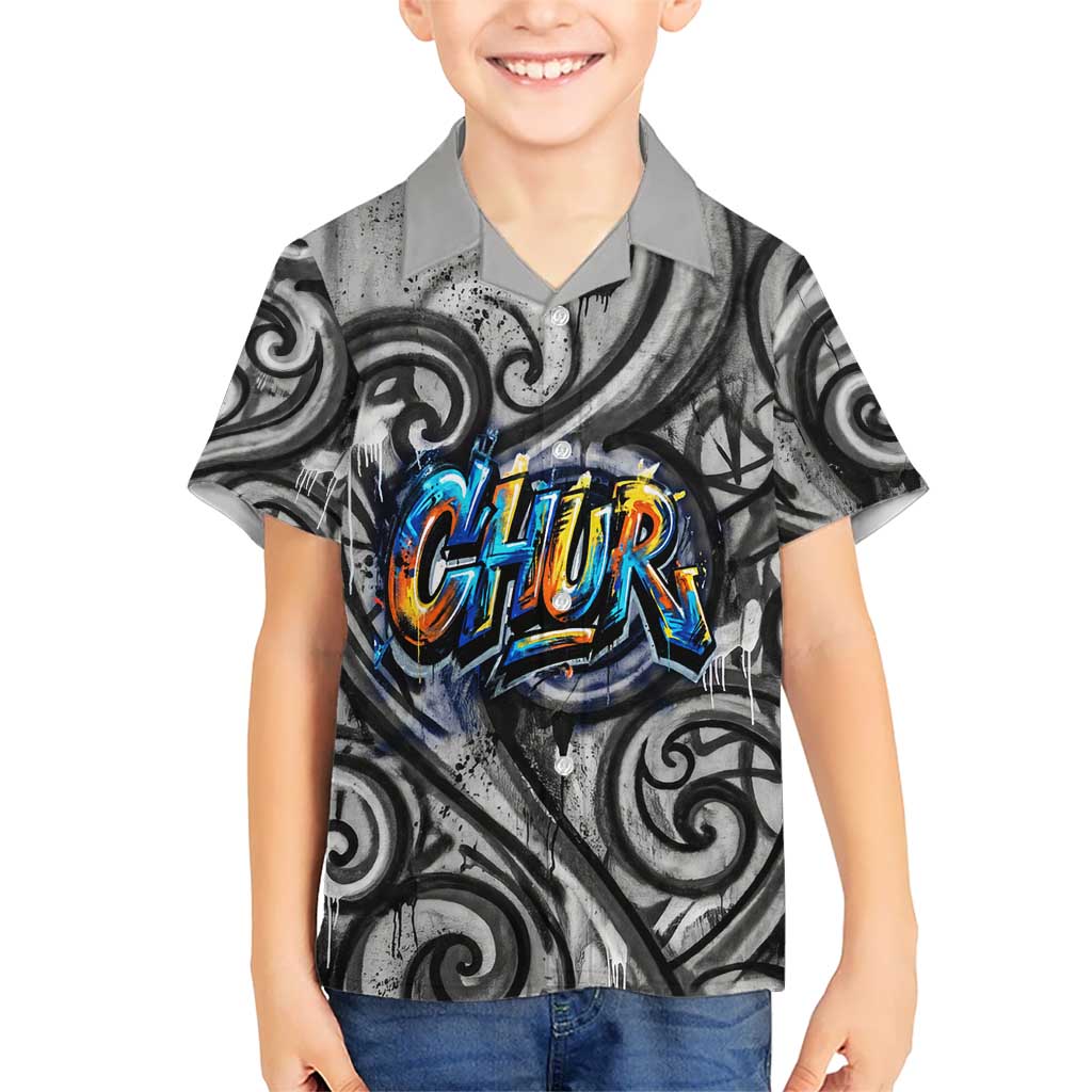 Chur Bro Shaka Sign Family Matching Tank Maxi Dress and Hawaiian Shirt New Zealand Koru Colorful Graffiti Splash TS04 Son's Shirt Multicolor - Polynesian Pride