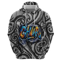 Chur Bro Shaka Sign Hoodie New Zealand Koru Colorful Graffiti Splash