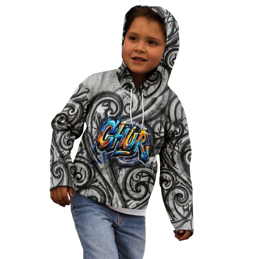 Chur Bro Shaka Sign Kid Hoodie New Zealand Koru Colorful Graffiti Splash TS04 - Polynesian Pride