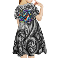 Chur Bro Shaka Sign Kid Short Sleeve Dress New Zealand Koru Colorful Graffiti Splash TS04 - Polynesian Pride