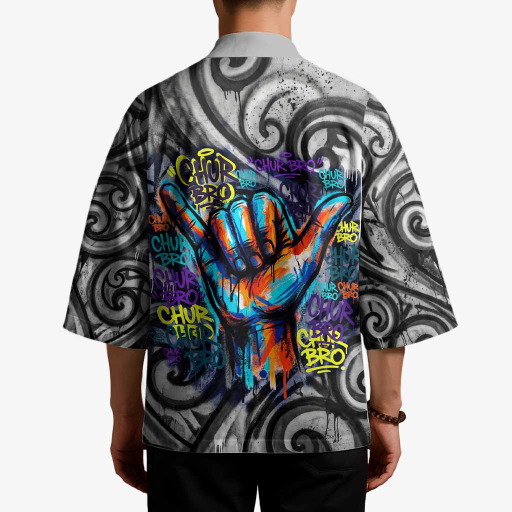 Chur Bro Shaka Sign Kimono New Zealand Koru Colorful Graffiti Splash