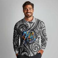 Chur Bro Shaka Sign Long Sleeve Polo Shirt New Zealand Koru Colorful Graffiti Splash TS04 - Polynesian Pride