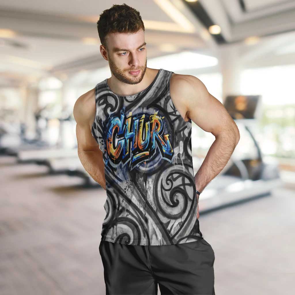 Chur Bro Shaka Sign Men Tank Top New Zealand Koru Colorful Graffiti Splash