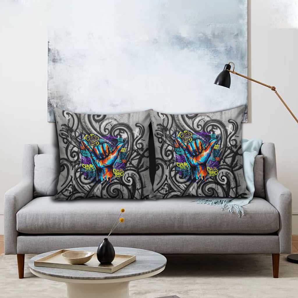 Chur Bro Shaka Sign Pillow Cover New Zealand Koru Colorful Graffiti Splash TS04 - Polynesian Pride