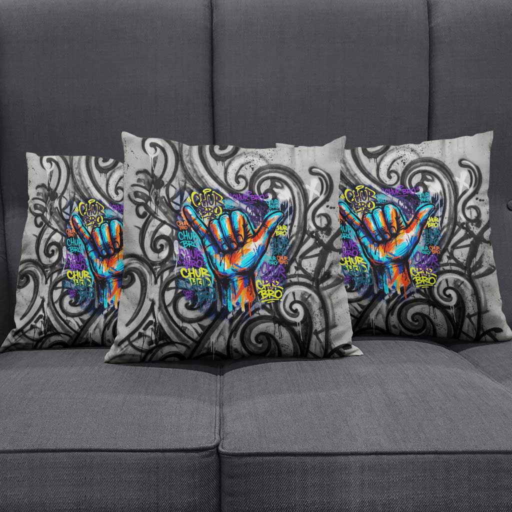 Chur Bro Shaka Sign Pillow Cover New Zealand Koru Colorful Graffiti Splash TS04 - Polynesian Pride