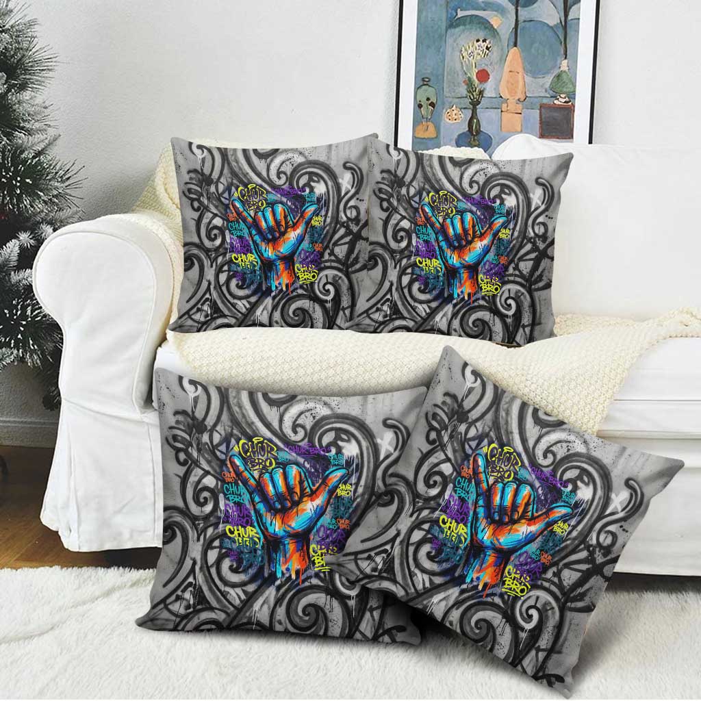 Chur Bro Shaka Sign Pillow Cover New Zealand Koru Colorful Graffiti Splash TS04 - Polynesian Pride