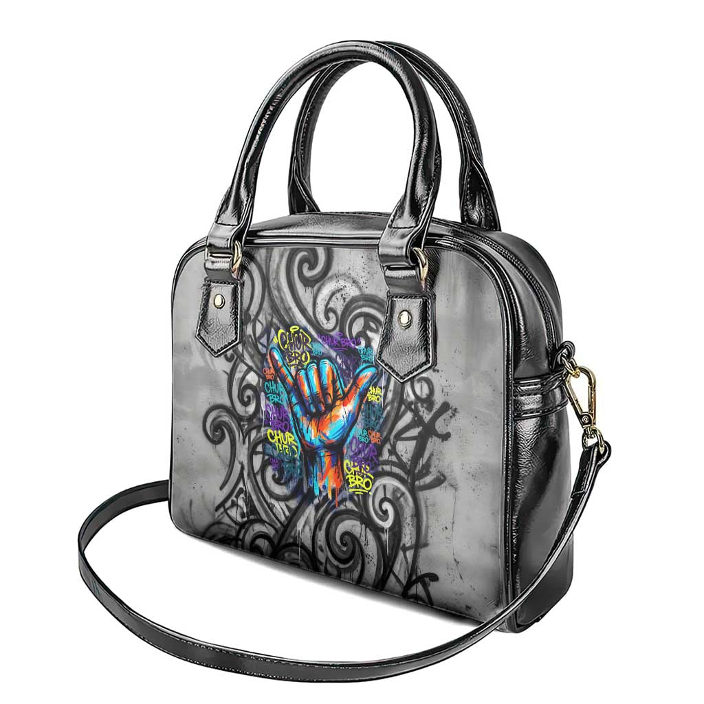 Chur Bro Shaka Sign Shoulder Handbag New Zealand Koru Colorful Graffiti Splash
