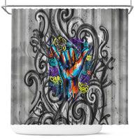 Chur Bro Shaka Sign Shower Curtain New Zealand Koru Colorful Graffiti Splash
