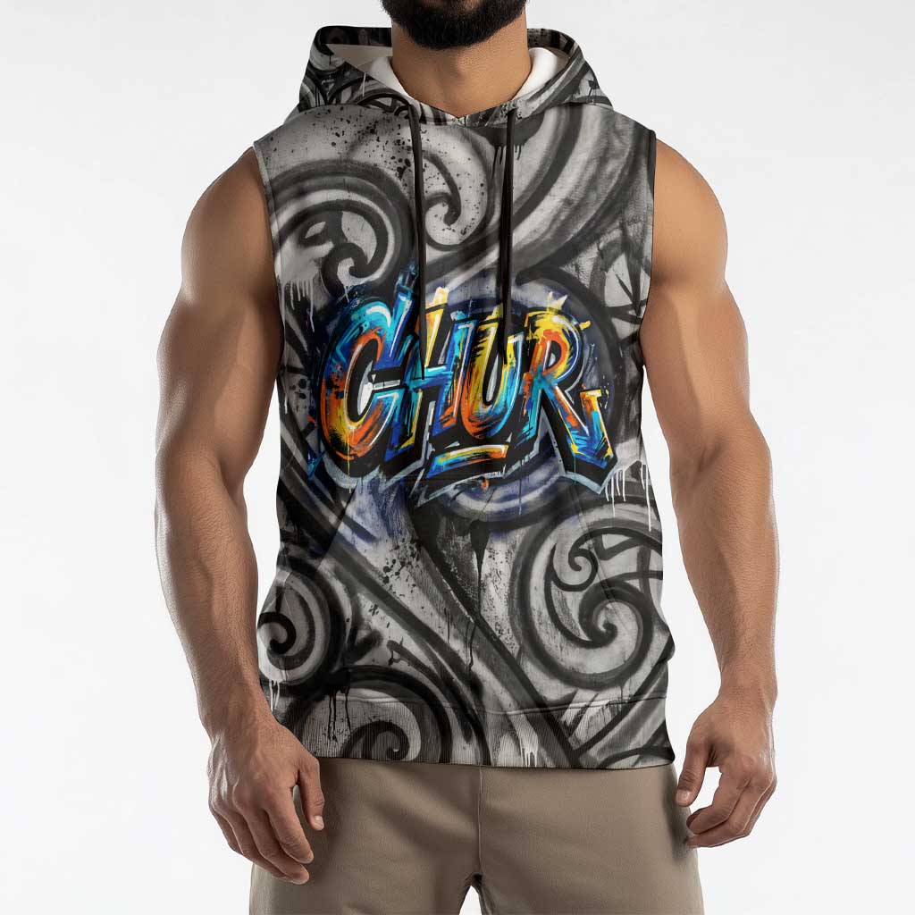 Chur Bro Shaka Sign Sleeveless Hoodie New Zealand Koru Colorful Graffiti Splash TS04 - Polynesian Pride