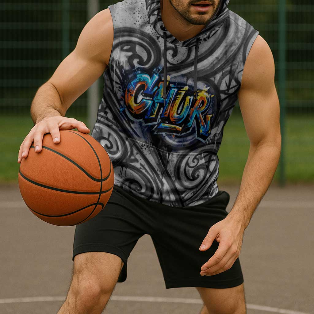 Chur Bro Shaka Sign Sleeveless Hoodie New Zealand Koru Colorful Graffiti Splash TS04 - Polynesian Pride