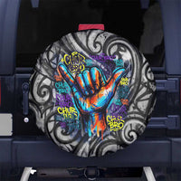 Chur Bro Shaka Sign Spare Tire Cover New Zealand Koru Colorful Graffiti Splash TS04 No hole Multicolor - Polynesian Pride