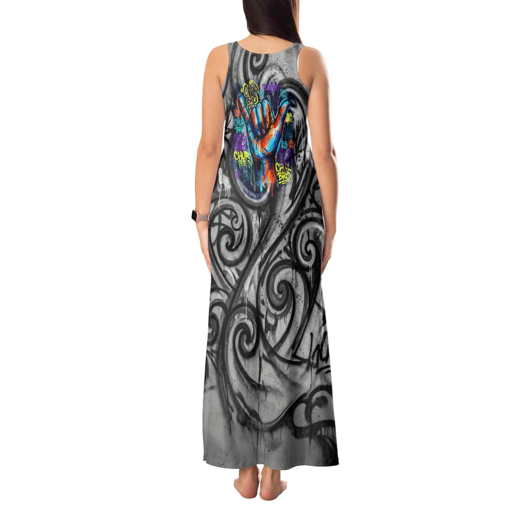 Chur Bro Shaka Sign Tank Maxi Dress New Zealand Koru Colorful Graffiti Splash TS04 - Polynesian Pride