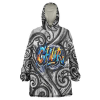 Chur Bro Shaka Sign Wearable Blanket Hoodie New Zealand Koru Colorful Graffiti Splash TS04 One Size Multicolor - Polynesian Pride