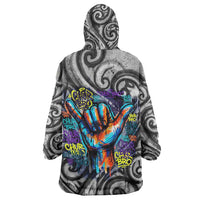 Chur Bro Shaka Sign Wearable Blanket Hoodie New Zealand Koru Colorful Graffiti Splash TS04 - Polynesian Pride