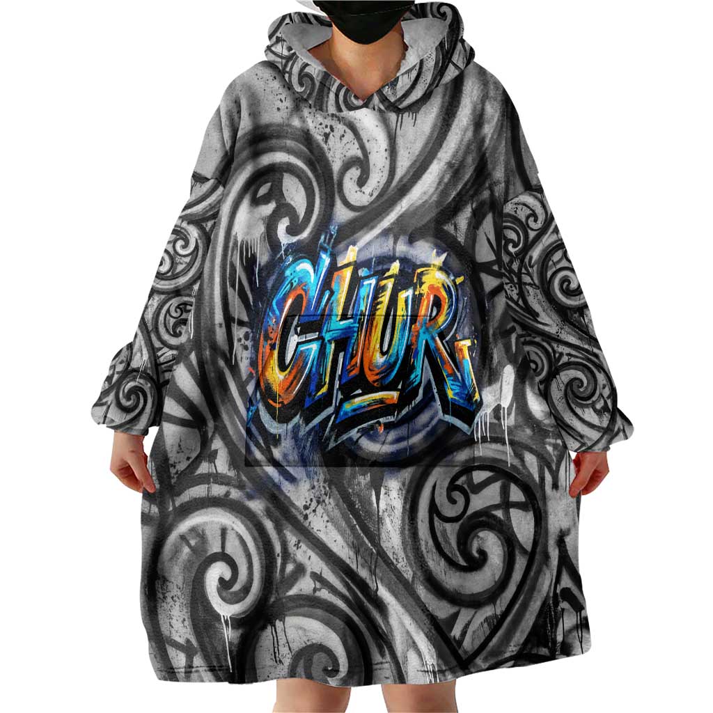 Chur Bro Shaka Sign Wearable Blanket Hoodie New Zealand Koru Colorful Graffiti Splash TS04 - Polynesian Pride