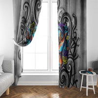 Chur Bro Shaka Sign Window Curtain New Zealand Koru Colorful Graffiti Splash