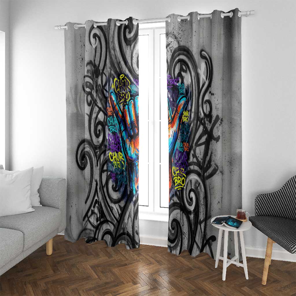 Chur Bro Shaka Sign Window Curtain New Zealand Koru Colorful Graffiti Splash