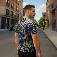 Chur Bro Shaka Sign Zipper Polo Shirt New Zealand Koru Colorful Graffiti Splash TS04 - Polynesian Pride