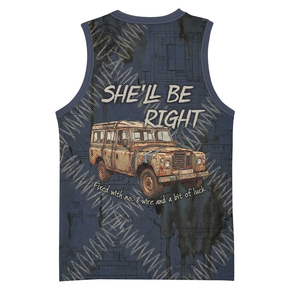 New Zealand She’ll Be Right Basketball Jersey NZ Slang No. 8 Wire Map Pattern