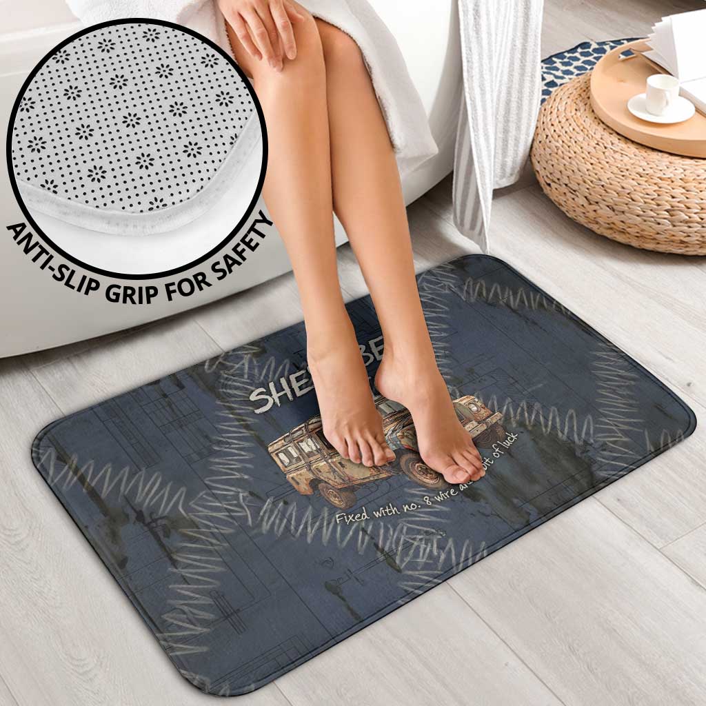 New Zealand She’ll Be Right Bathroom Set NZ Slang No. 8 Wire Map Pattern