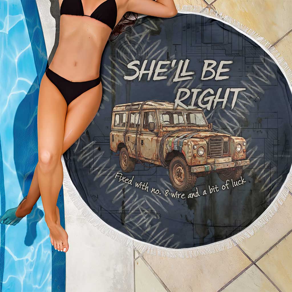 New Zealand She’ll Be Right Beach Blanket NZ Slang No. 8 Wire Map Pattern