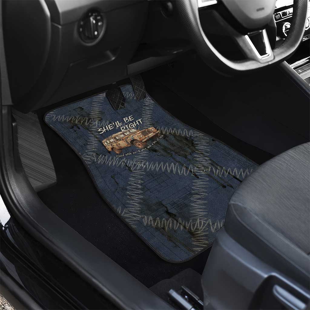New Zealand She’ll Be Right Car Mats NZ Slang No. 8 Wire Map Pattern