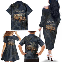 New Zealand She’ll Be Right Family Matching Off The Shoulder Long Sleeve Dress and Hawaiian Shirt NZ Slang No. 8 Wire Map Pattern TS04 - Polynesian Pride