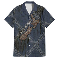 New Zealand She’ll Be Right Family Matching Off Shoulder Short Dress and Hawaiian Shirt NZ Slang No. 8 Wire Map Pattern TS04 Dad's Shirt - Short Sleeve Navy Slate - Polynesian Pride