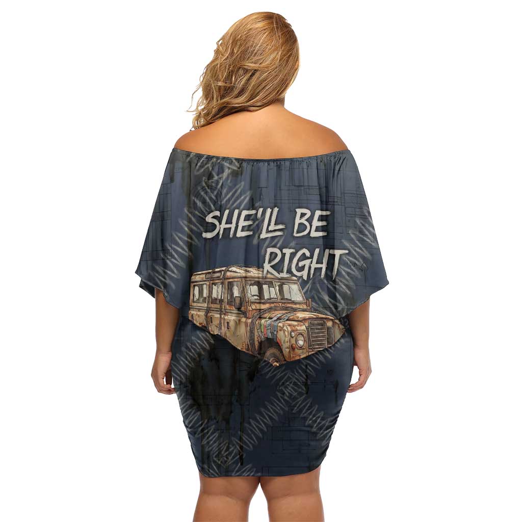 New Zealand She’ll Be Right Family Matching Off Shoulder Short Dress and Hawaiian Shirt NZ Slang No. 8 Wire Map Pattern TS04 - Polynesian Pride