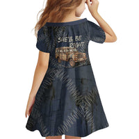 New Zealand She’ll Be Right Family Matching Short Sleeve Bodycon Dress and Hawaiian Shirt NZ Slang No. 8 Wire Map Pattern TS04 - Polynesian Pride