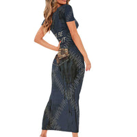 New Zealand She’ll Be Right Family Matching Short Sleeve Bodycon Dress and Hawaiian Shirt NZ Slang No. 8 Wire Map Pattern TS04 - Polynesian Pride