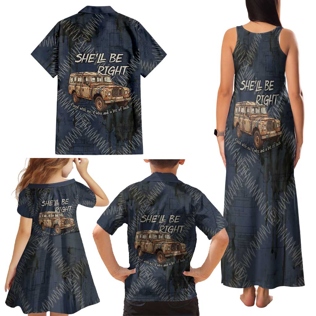 New Zealand She’ll Be Right Family Matching Tank Maxi Dress and Hawaiian Shirt NZ Slang No. 8 Wire Map Pattern TS04 - Polynesian Pride