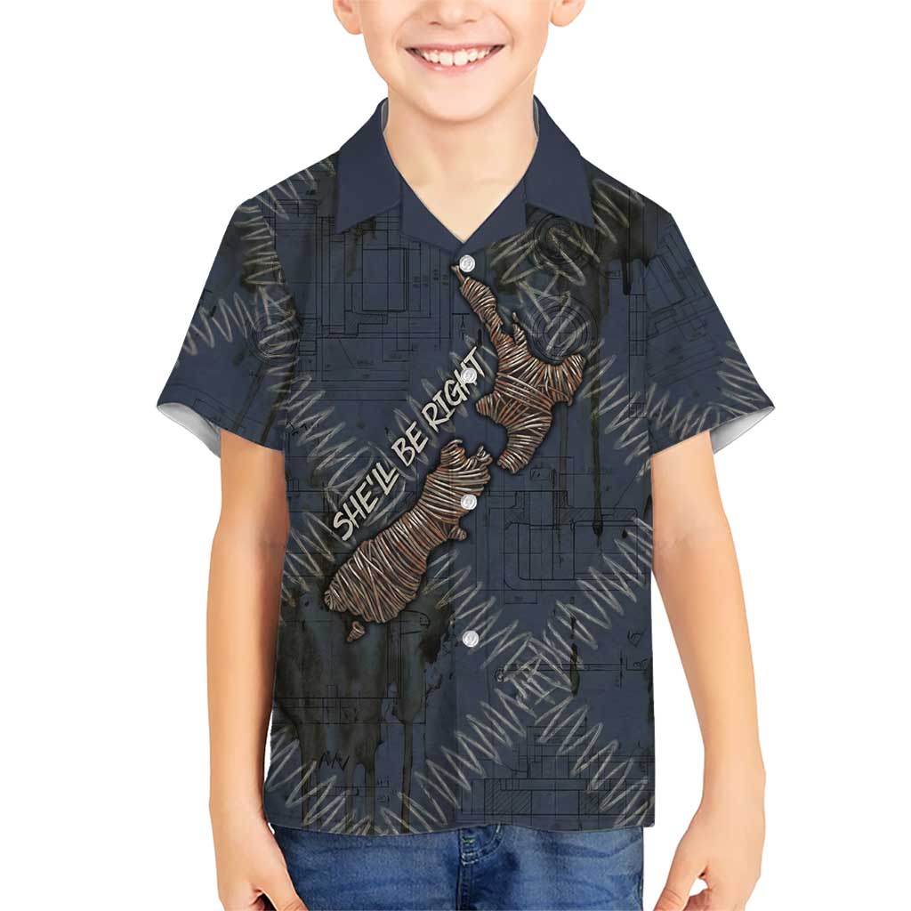 New Zealand She’ll Be Right Hawaiian Shirt NZ Slang No. 8 Wire Map Pattern TS04 - Polynesian Pride