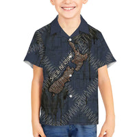 New Zealand She’ll Be Right Kid Hawaiian Shirt NZ Slang No. 8 Wire Map Pattern