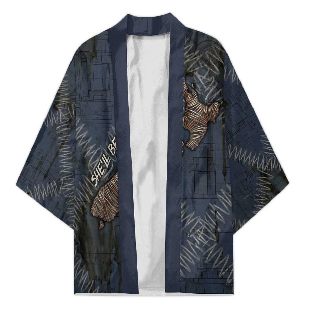 New Zealand She’ll Be Right Kimono NZ Slang No. 8 Wire Map Pattern