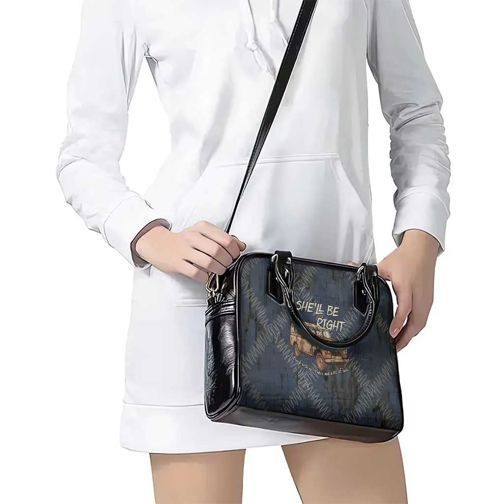 New Zealand She’ll Be Right Shoulder Handbag NZ Slang No. 8 Wire Map Pattern