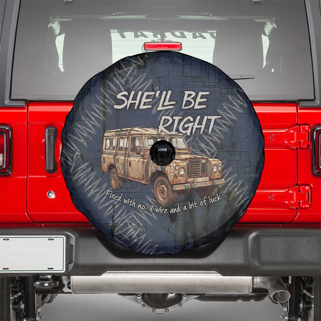 New Zealand She’ll Be Right Spare Tire Cover NZ Slang No. 8 Wire Map Pattern