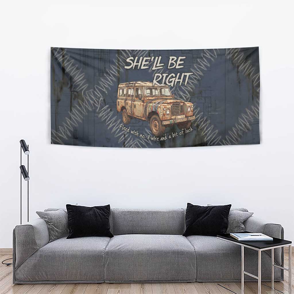 New Zealand She’ll Be Right Tapestry NZ Slang No. 8 Wire Map Pattern