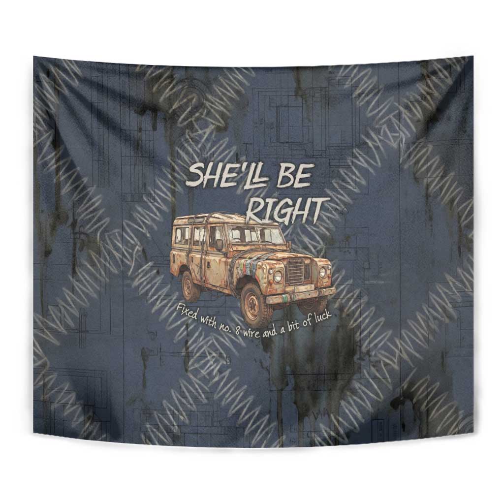 New Zealand She’ll Be Right Tapestry NZ Slang No. 8 Wire Map Pattern