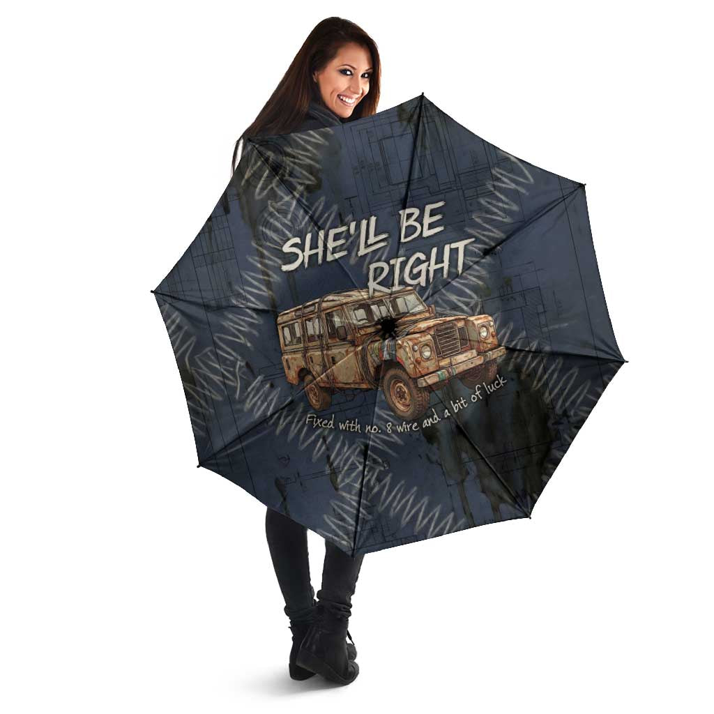 New Zealand She’ll Be Right Umbrella NZ Slang No. 8 Wire Map Pattern