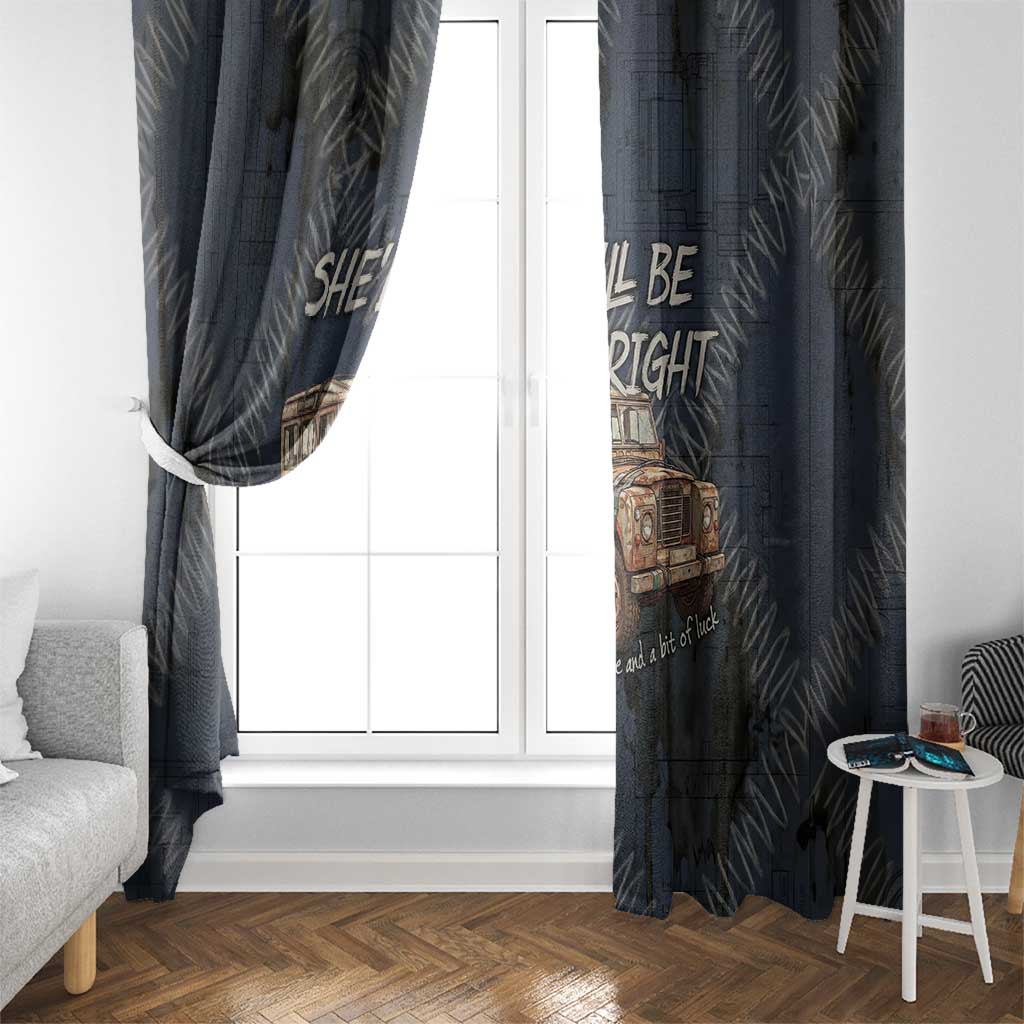 New Zealand She’ll Be Right Window Curtain NZ Slang No. 8 Wire Map Pattern